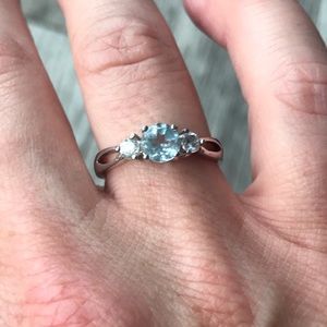 Blue and White Topaz Sterling Silver Ring